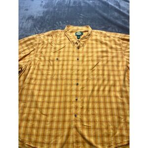 Cabelas Mens Plaid Short Sleeve Button Up Shirt Big Tall 5XL Casual Outdoor